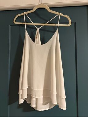 Light Cream Layered Spaghetti-Strap Racer-Back Cami